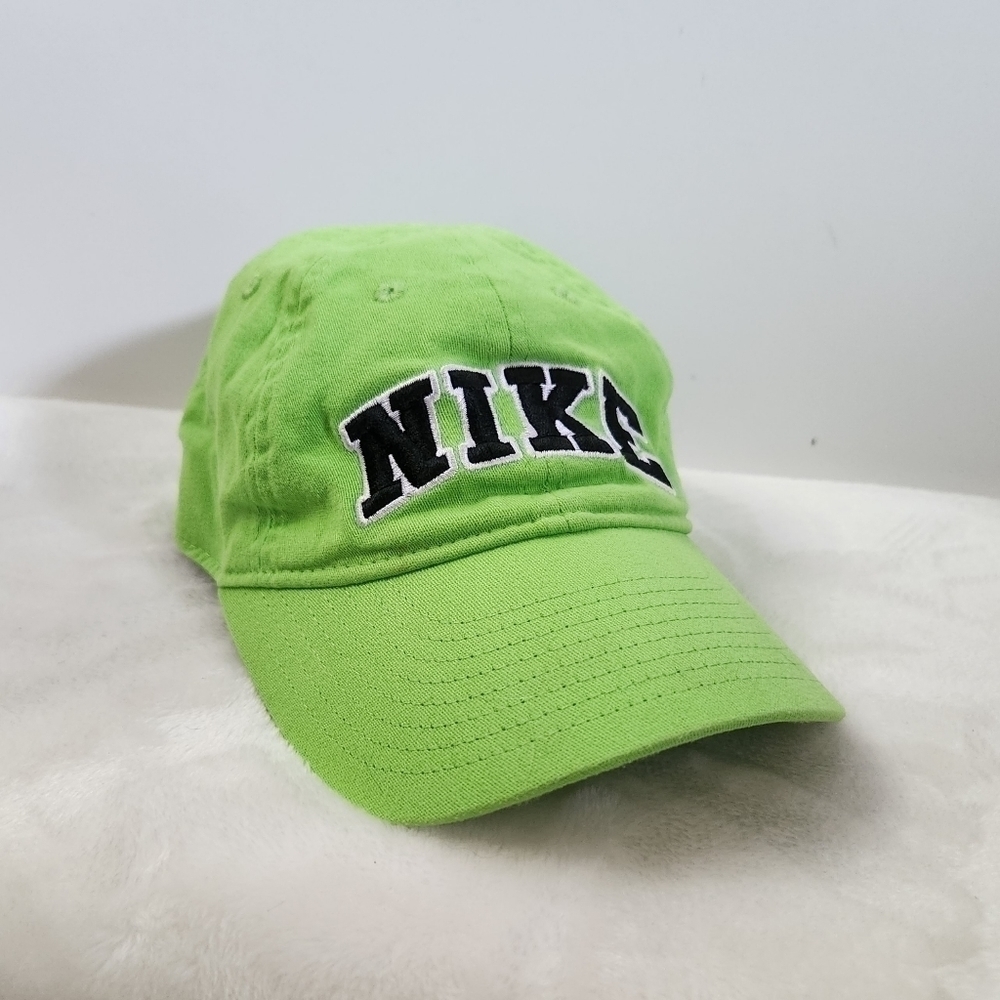 Nike Lime Green Black White Swoosh Just Do It Baseball Hat Cap Unisex Size 4-7 - Picture 1 of 11